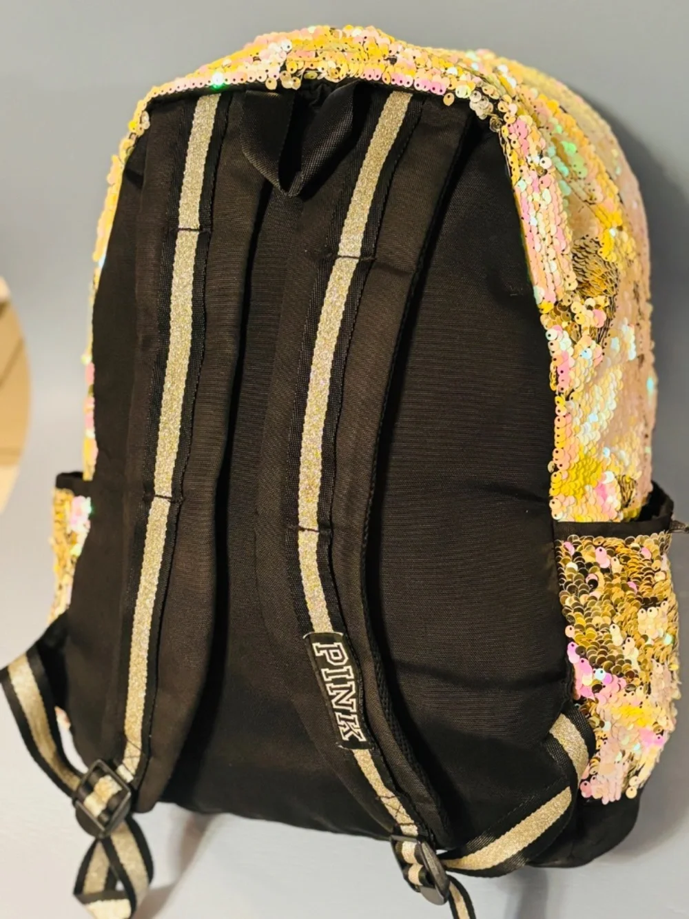 Pink Victoria’s Secret Iridescent Backpack With Laptop Pocket